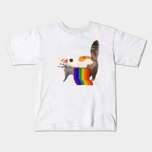 Rainbow Flag Gay Pride Cat LGBT Queer Community Support Kids T-Shirt